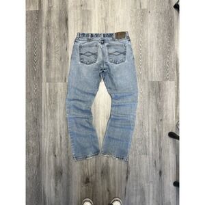 Vintage 90s Diamond Gusset Light Wash Blue Distressed Flared Jeans Size 35